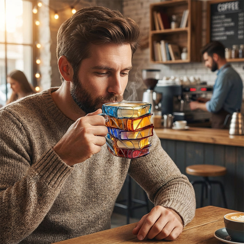 🎄🎁【Christmas Gift 】 A Library in Cup📚 Ceramic Innovative 3D Painting Book Mug Unique Stacked Coffee Cup