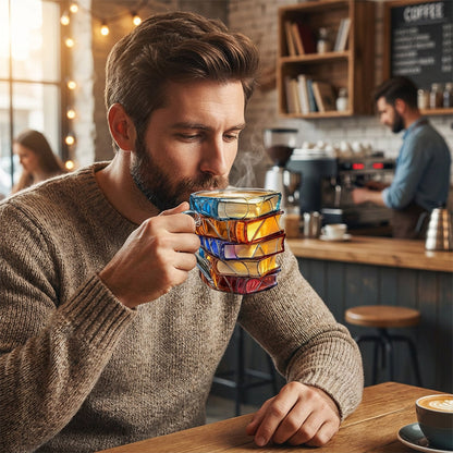🎄🎁【Christmas Gift 】 A Library in Cup📚 Ceramic Innovative 3D Painting Book Mug Unique Stacked Coffee Cup