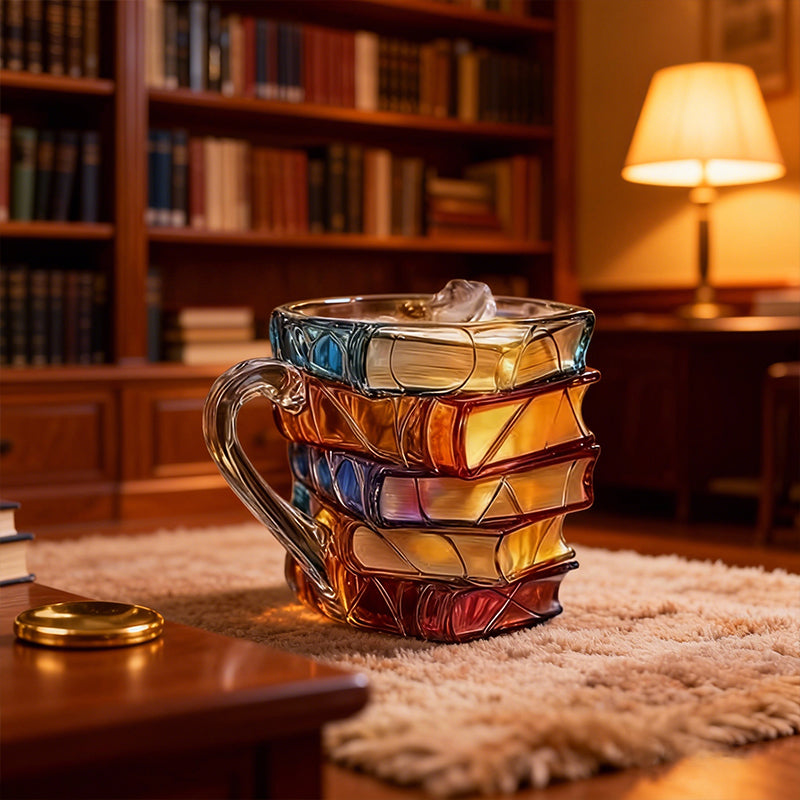 🎄🎁【Christmas Gift 】 A Library in Cup📚 Ceramic Innovative 3D Painting Book Mug Unique Stacked Coffee Cup