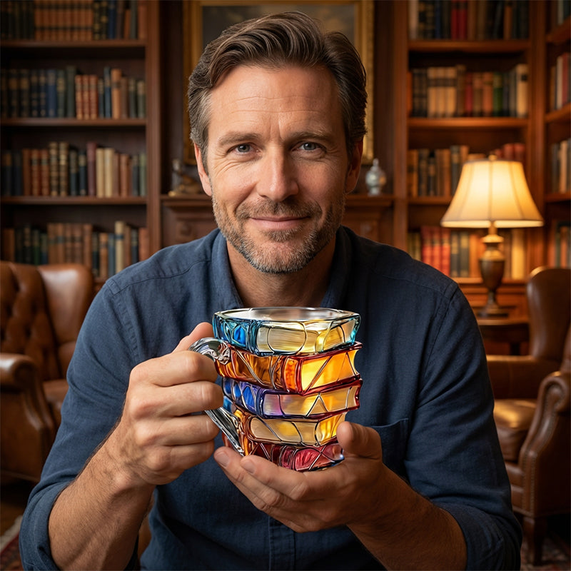 🎄🎁【Christmas Gift 】 A Library in Cup📚 Ceramic Innovative 3D Painting Book Mug Unique Stacked Coffee Cup