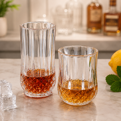 Premium Diamond Bottom Glass Whiskey Cup – 200ml / 240ml Crystal Clear Drinking Glass for Whiskey, Cocktails & Beverages