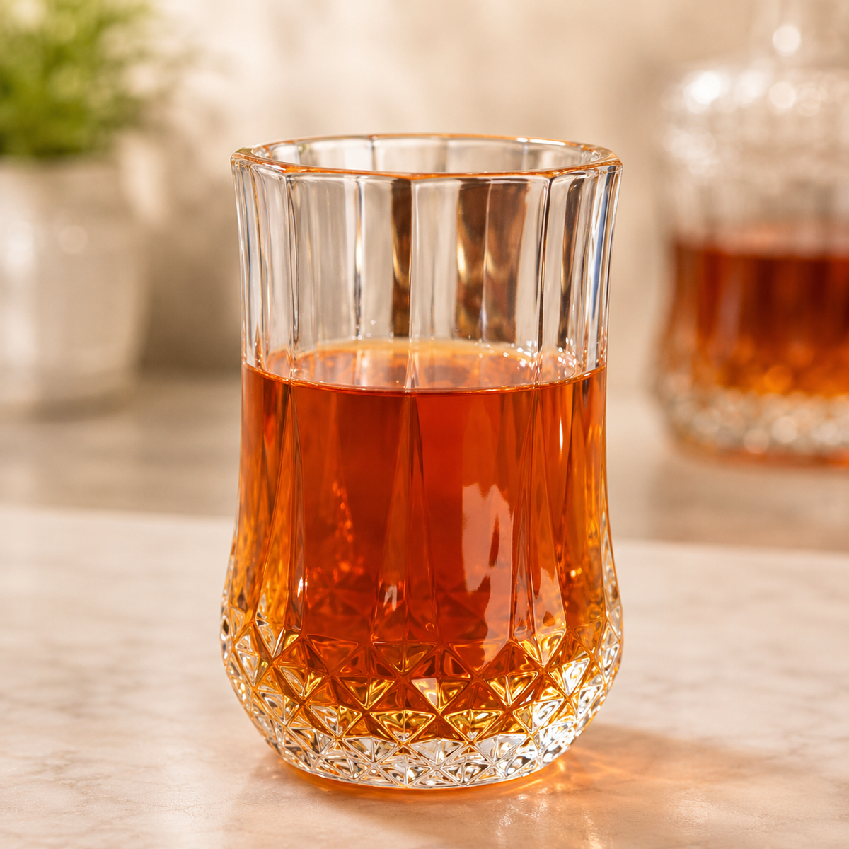 Premium Diamond Bottom Glass Whiskey Cup – 200ml / 240ml Crystal Clear Drinking Glass for Whiskey, Cocktails & Beverages