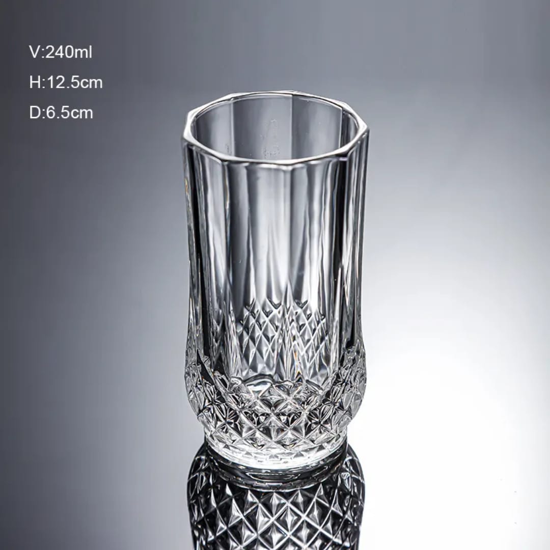 Premium Diamond Bottom Glass Whiskey Cup – 200ml / 240ml Crystal Clear Drinking Glass for Whiskey, Cocktails & Beverages