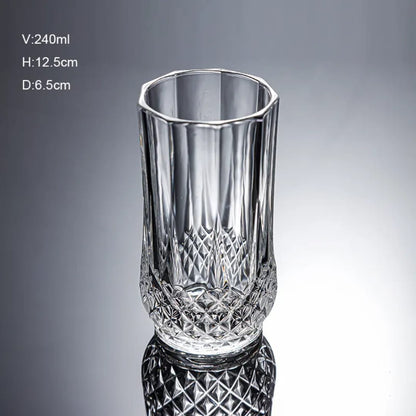 Premium Diamond Bottom Glass Whiskey Cup – 200ml / 240ml Crystal Clear Drinking Glass for Whiskey, Cocktails & Beverages